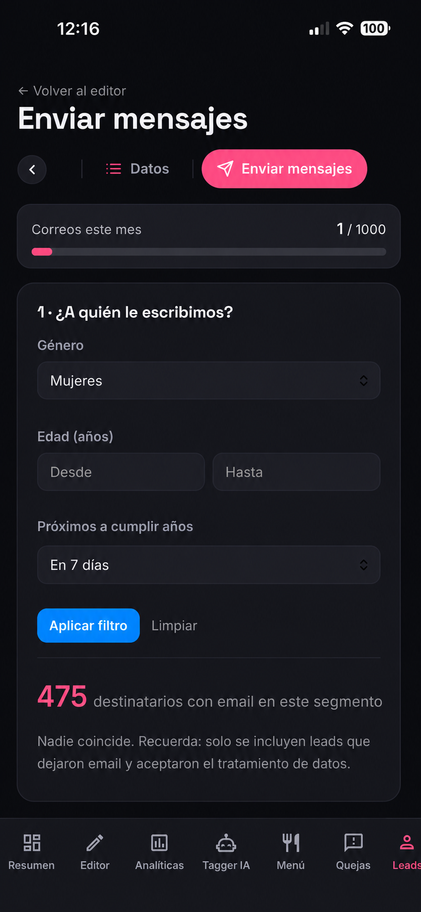 Envío de correos